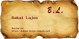 Bakai Lajos névjegykártya